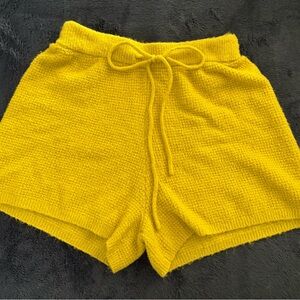 Anthropologie High Waist Yellow Knit Shorts